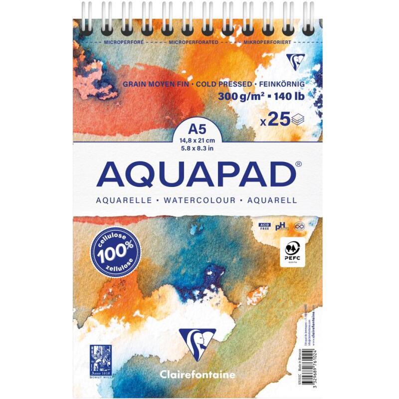 Aquapad bloc reliure intégrale 25F A5+ 300g