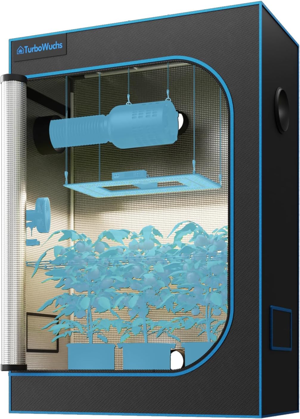 Grow Zelt 120x60x180 cm – 1680D Oxford Indoor Grow Tent mit Diamant Mylar, Lichtdicht & Wasserdicht, Stabiler Metallrahmen, Hochleistungs-Reißverschluss, Belüftung & Bodenwanne