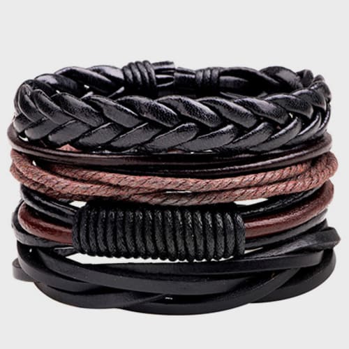 Lot De 5 Bracelets Weave Noir Marron