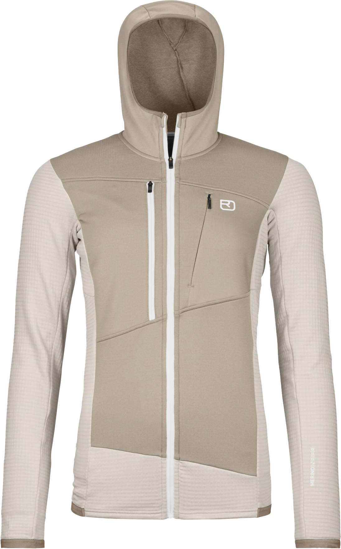Fleece Grid Hoody Dame 101/White Chalk