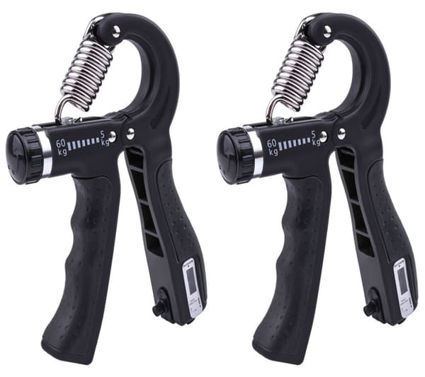 INF Håndgrepstrener med justerbar motstand 5-60 kg, 2-pakning Sort