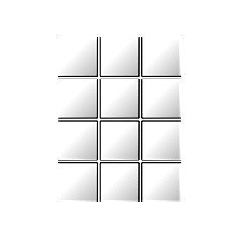 Plieger Tiles 3mm tegelspiegel per 12 stuks met kleefstrips 15x15cm zilver
