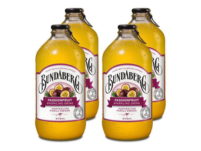 Bundaberg Soft-Drinks Passionfruit 4 x 0.375 l Kohlensäurehaltiges Erfrischungsgetränk mit Passionsfrucht