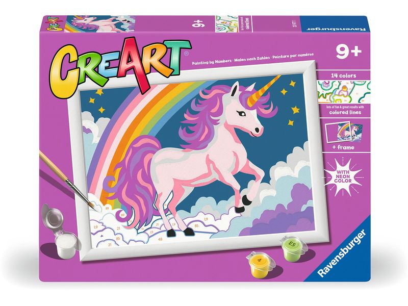 Ravensburger Malen nach Zahlen CreArt Pink Unicorn Kunst-Set mit Malvorlage