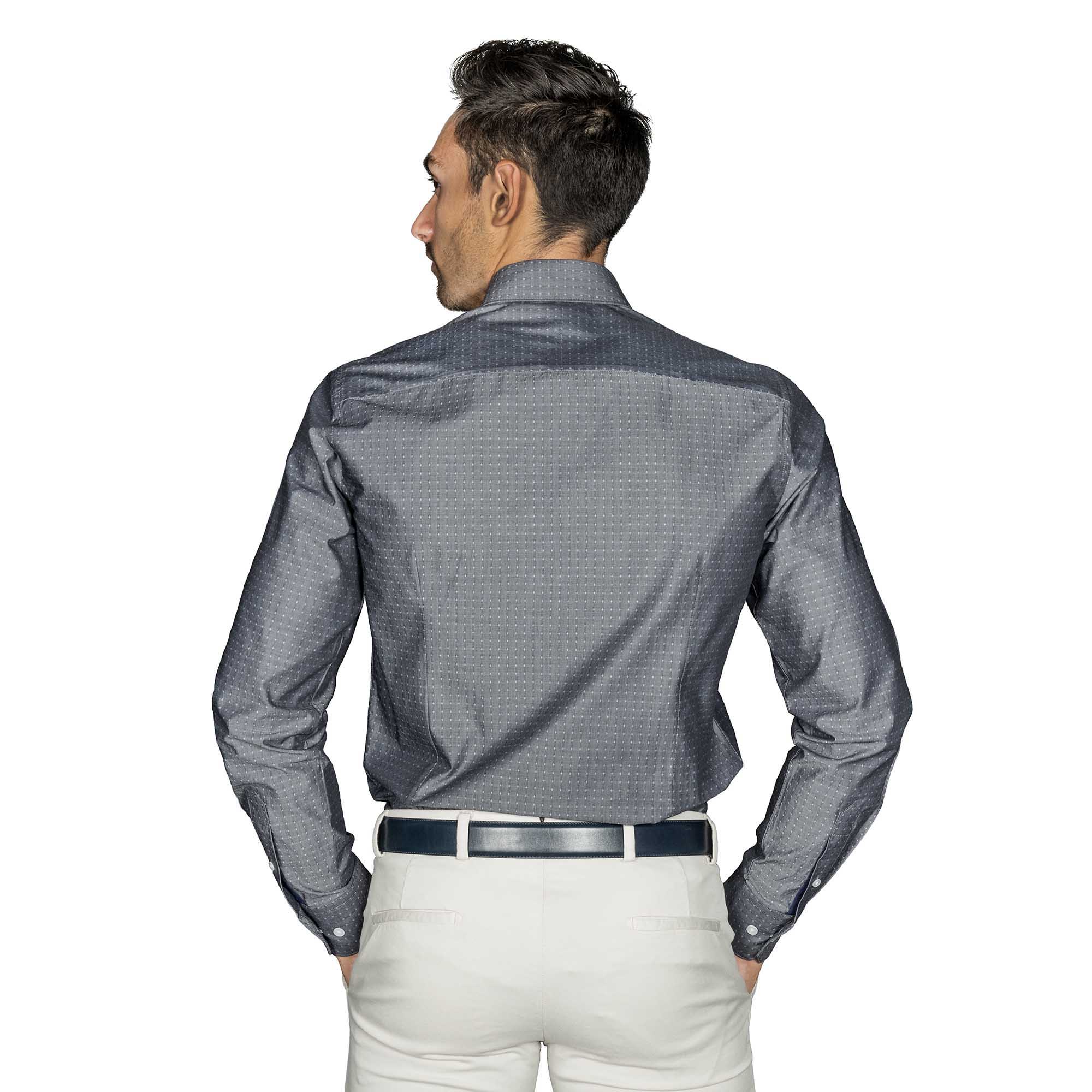 Chemise cintrée gris motifs fantaisie