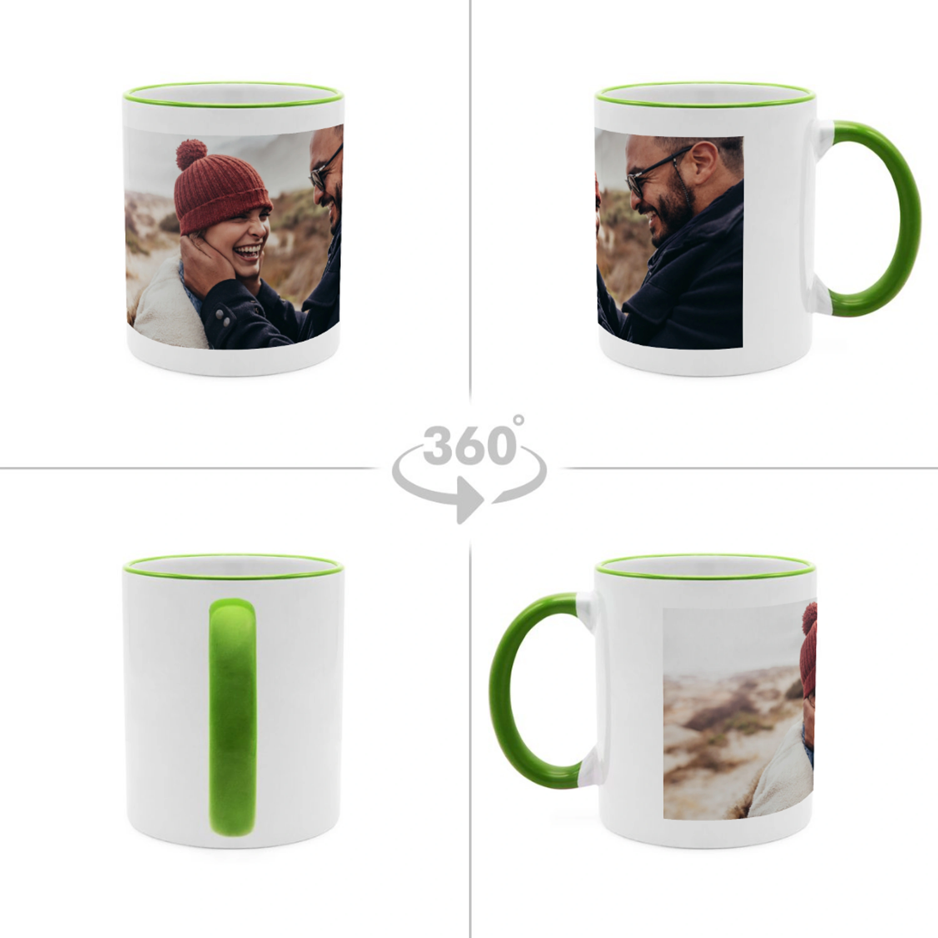 Kaffeebecher Color mit Foto selbst gestalten, 325 ml (Farbe: grün)