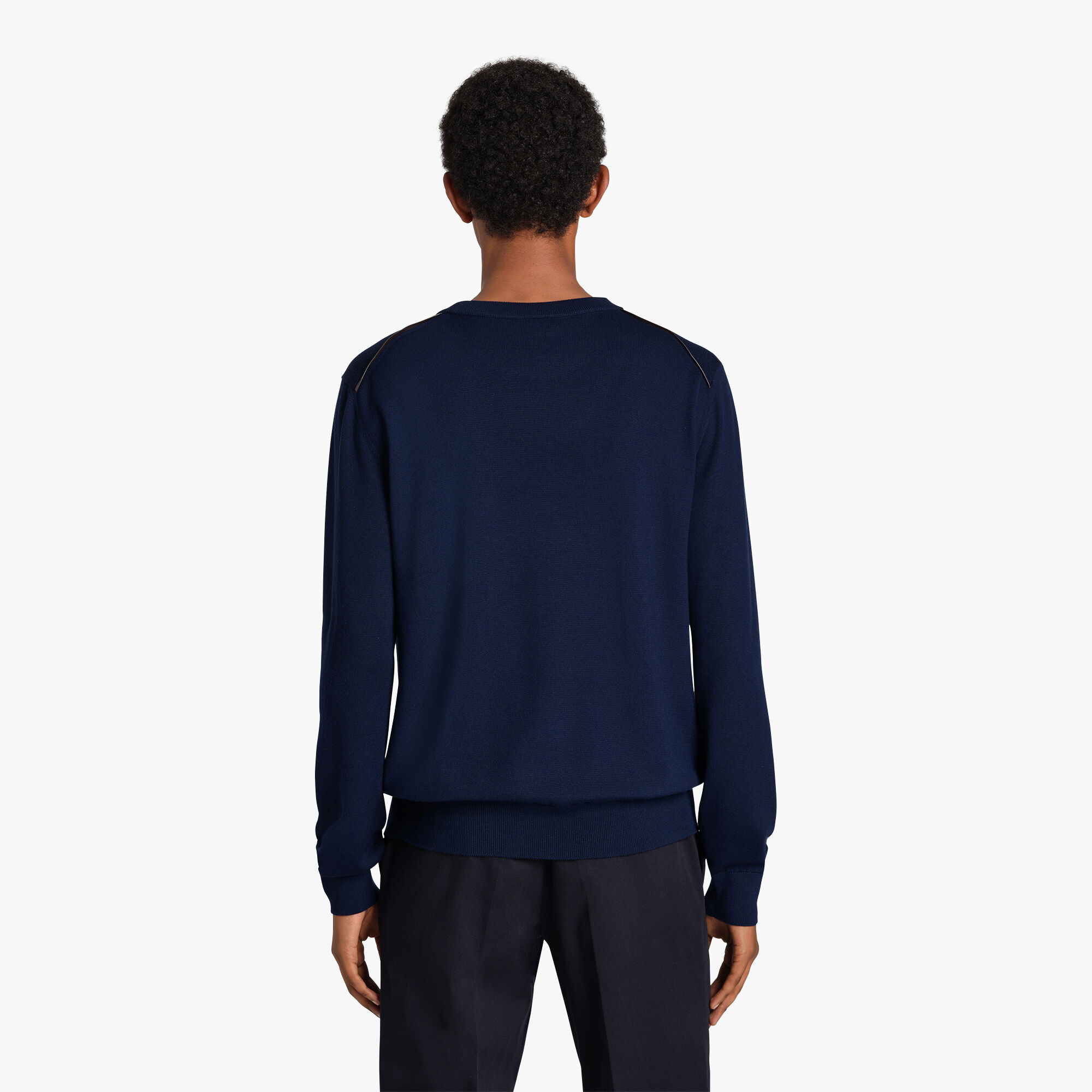 Pull En Laine Avec Details En Cuir