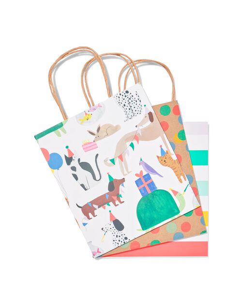 3 sacs cadeaux M en papier 21x18x8
