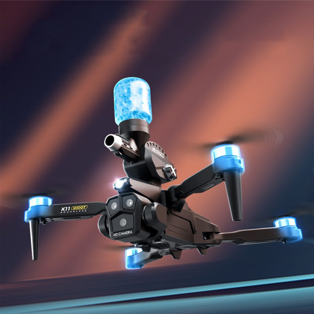 WiFi Faltbare RC Quadrocopter GPS Drohne 3-Linsen HD Kamera Video Live-Übertragung mit Wasserbomben Abwurf   Fernbedienung (iOS/Android) - Schwarz