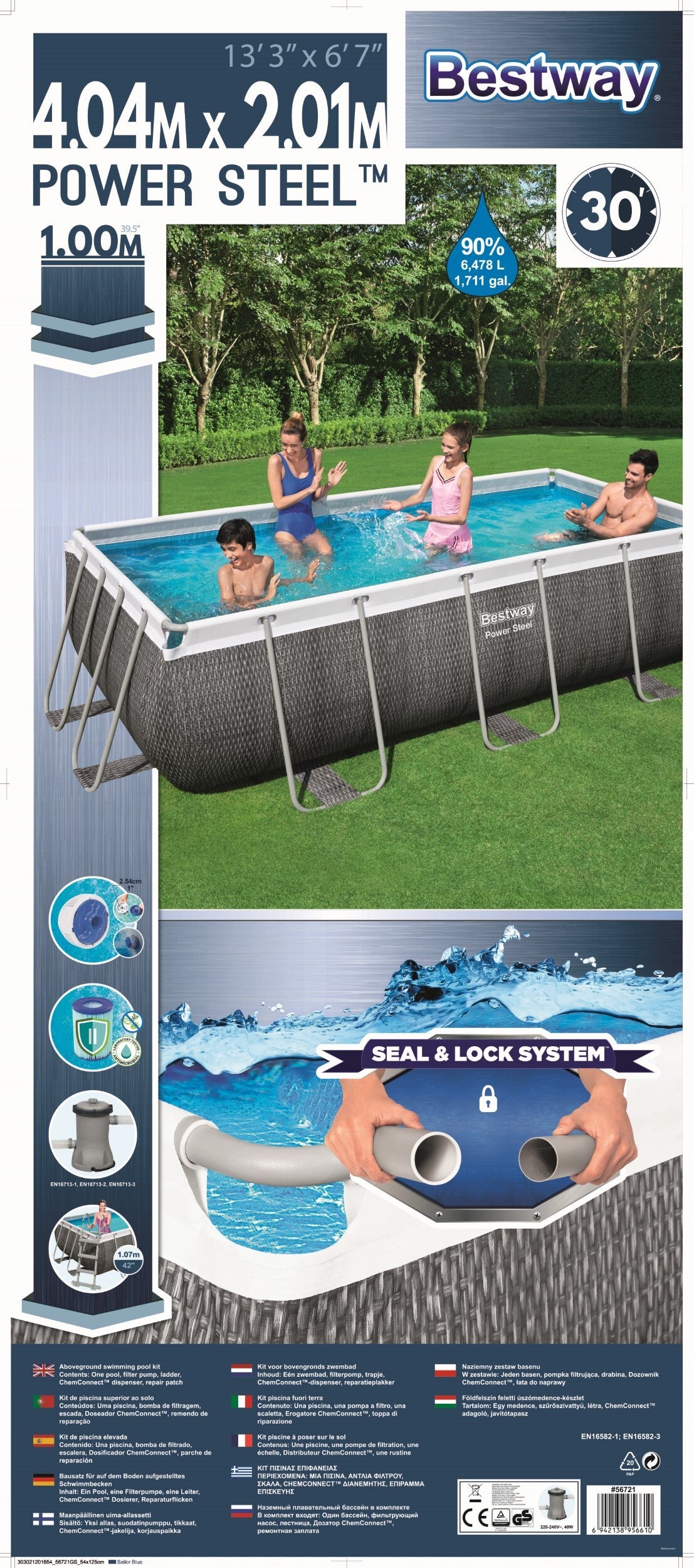 Bestway frame zwembad Power Steel met pomp 404 x 201 x 100 cm