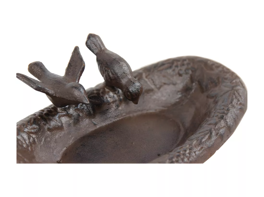 Abreuvoir 2 oiseaux fonte 23.5x14.5x6 Fonte Marron - Décoration d'Autrefois