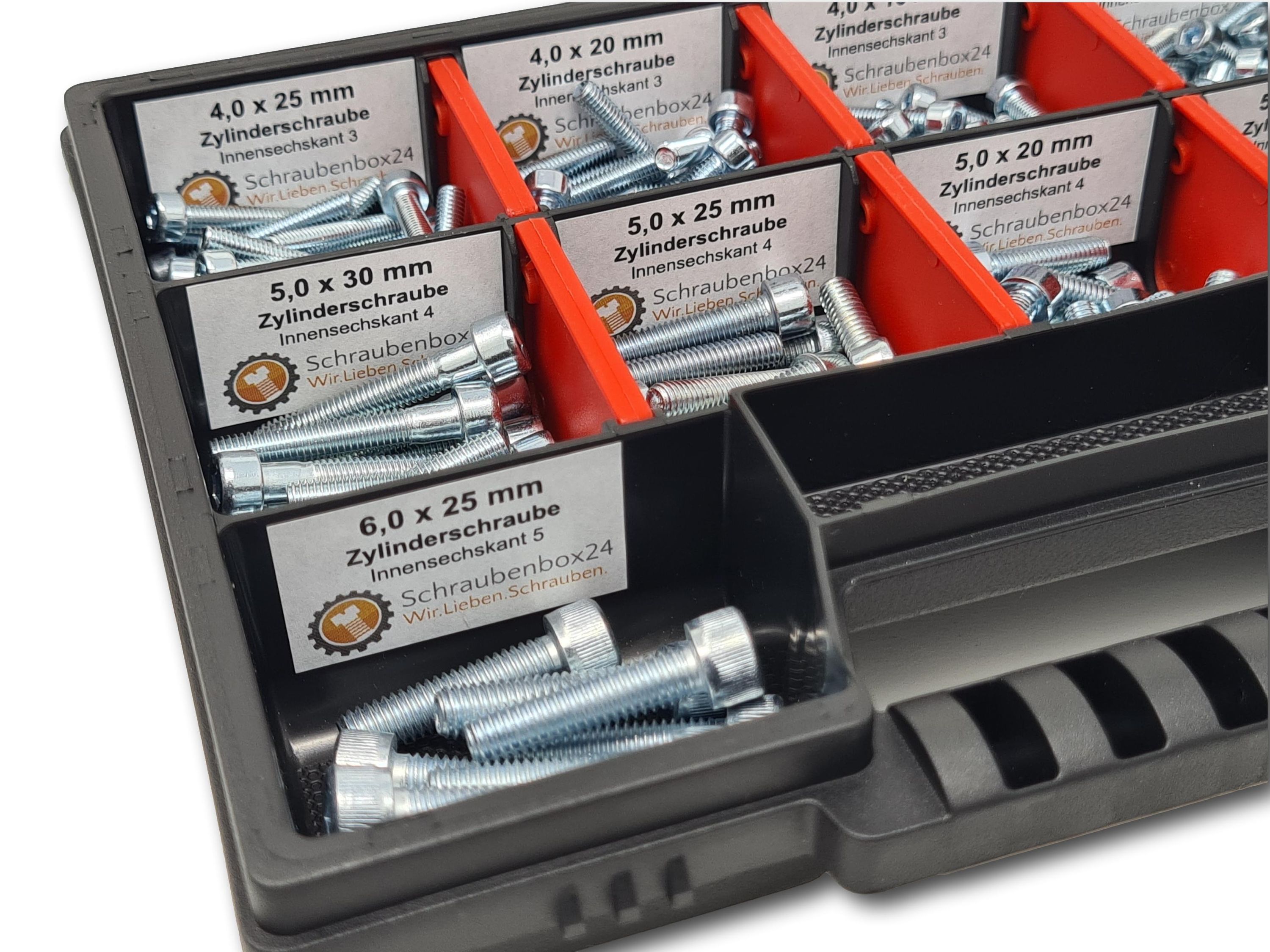 Zylinderkopfschrauben Sortiment M4-M5-M6 // 12mm-30mm 210 tlg. Schraubenbox DIN 912/ISO4762 Bolzen Vollgewindeschrauben Maschinenschrauben Gewindeschrauben Zylinderkopfschrauben