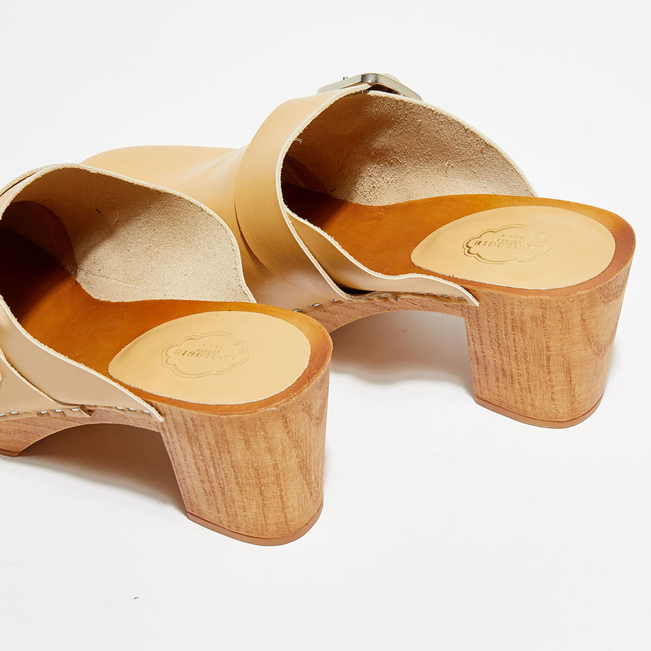 Apologie Studio Sabots en Cuir Olivia camel clair - Talon 8 cm