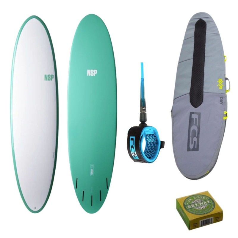 Pack Surf NSP Funboard + Leash + Wax + Housse - The Corner Shop