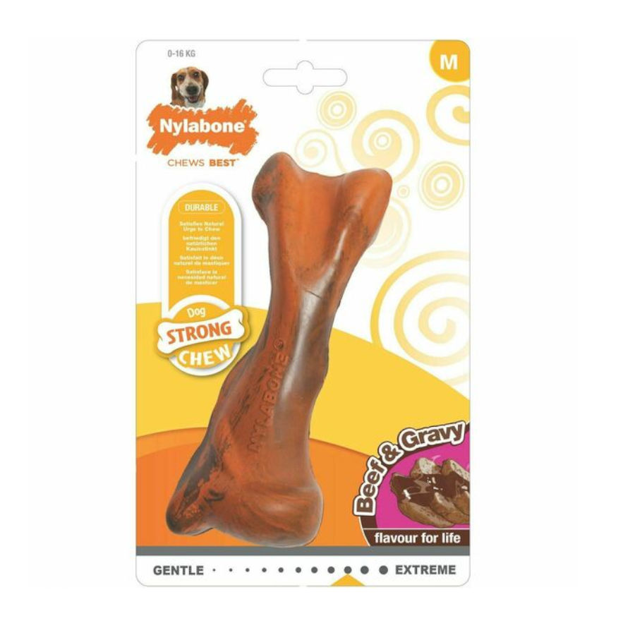 Osso de borracha Nylabone sabor carne e molho para cães