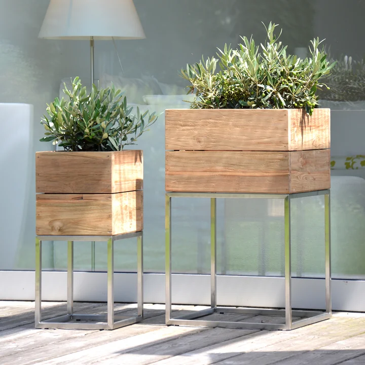 Jan Kurtz - Blumenkübel Minigarden 25 x 100 cm, Teakholz natur