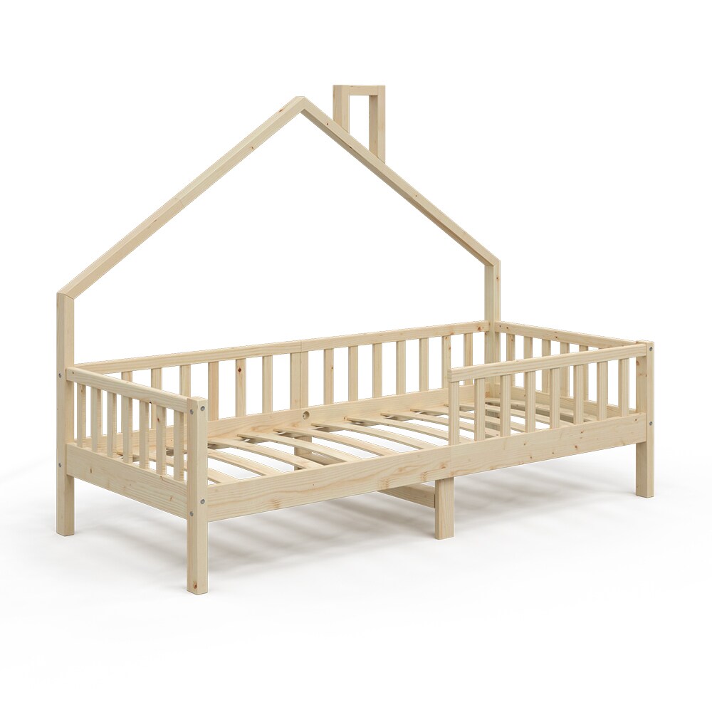 VitaliSpa Hausbett Kinderbett Spielbett Noemi 90x200cm natur Rausfallschutz