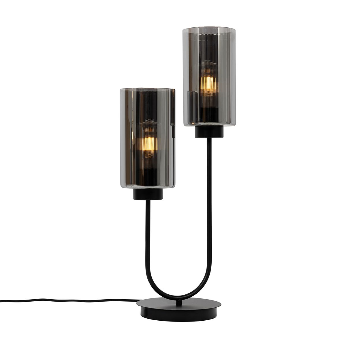 Smart tafellamp zwart met smoke glas 2-lichts incl. 2 Wifi ST64 - Laura
