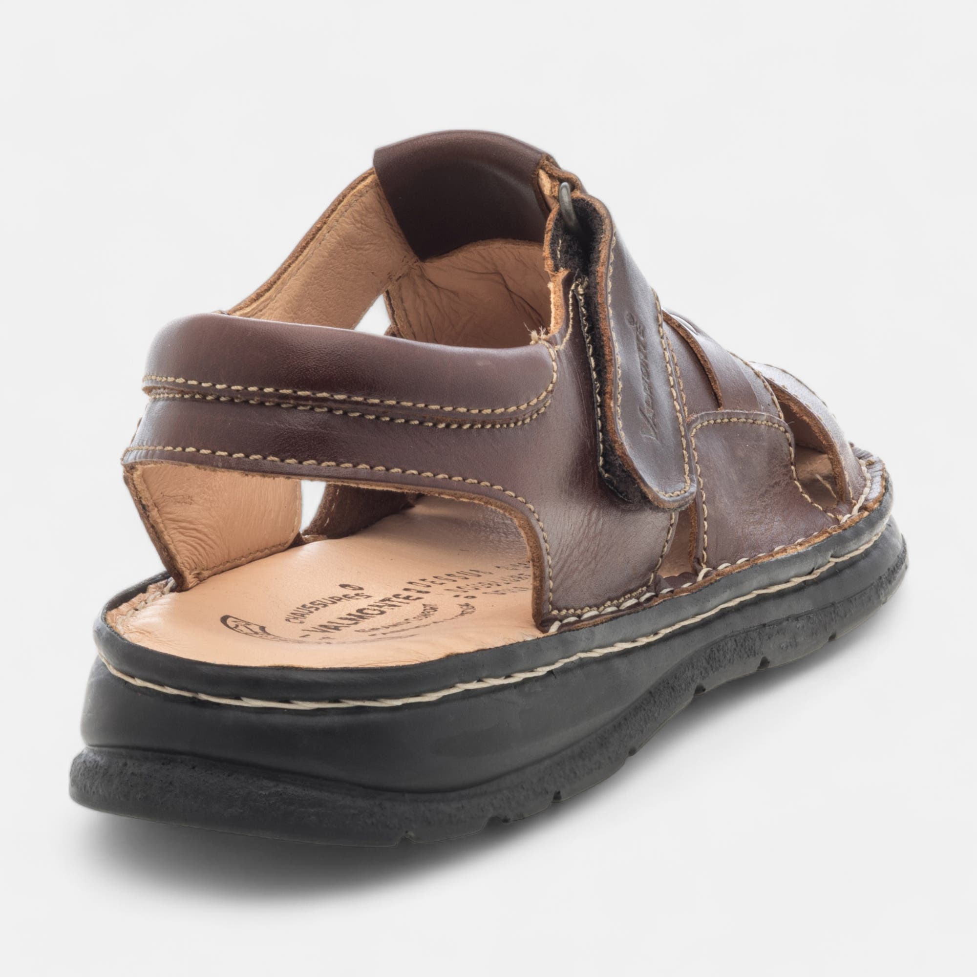 Nu-pieds confort Homme en cuir cognac