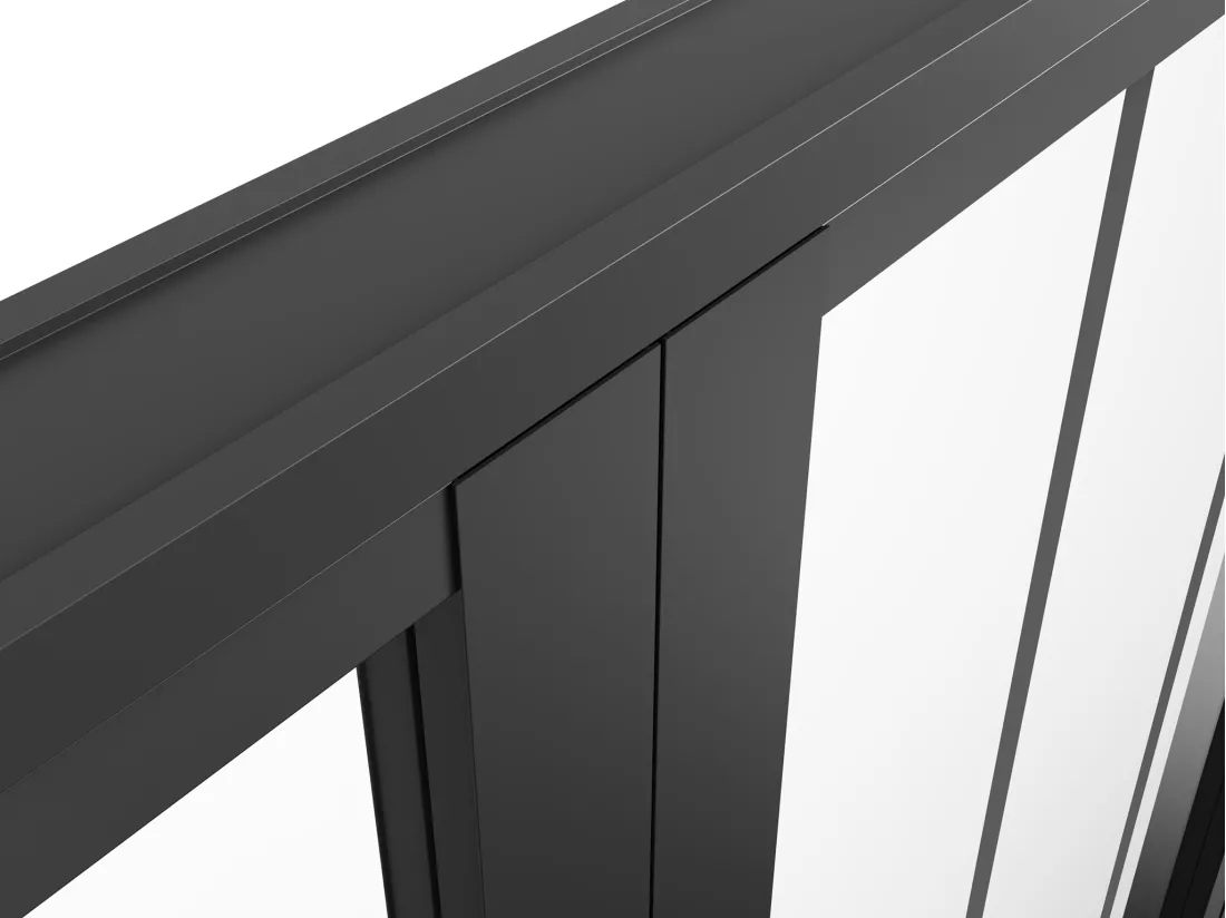 Bloc porte réversible à deux battants en aluminium et verre trempé style atelier - 2 x H204 x L83 cm - Noir - ERMELO