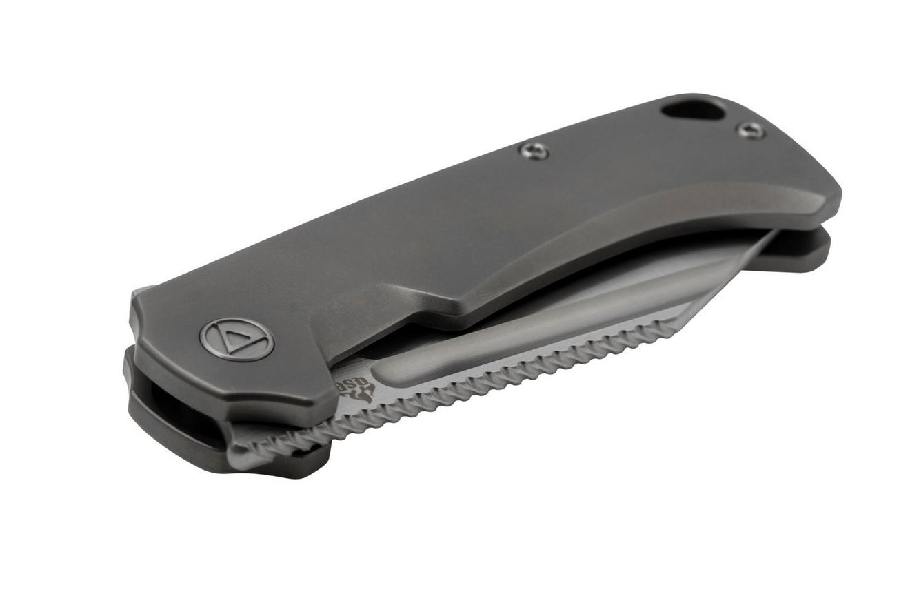 QSP Knife Rhino QS143-A, M390, Bead Blasted Titanium, MokuTi hardware, zakmes