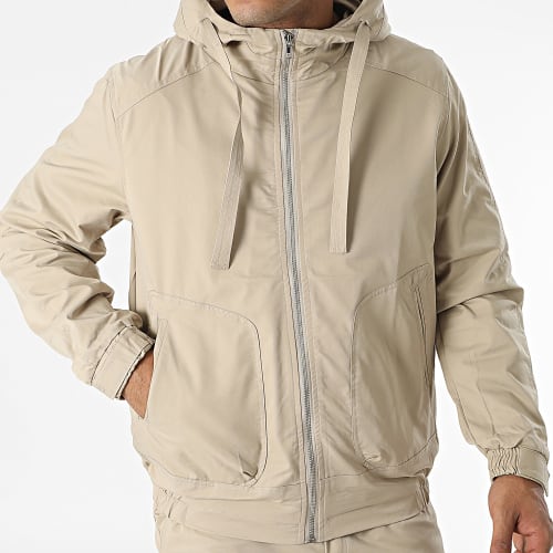 Ensemble Veste Zippée Capuche Et Pantalon Cargo Beige
