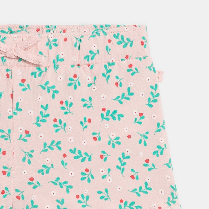 Short en molleton léger fleuri rose bébé fille Rose