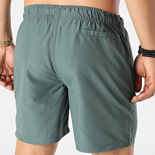 Short De Bain Logo Vert Kaki Blanc