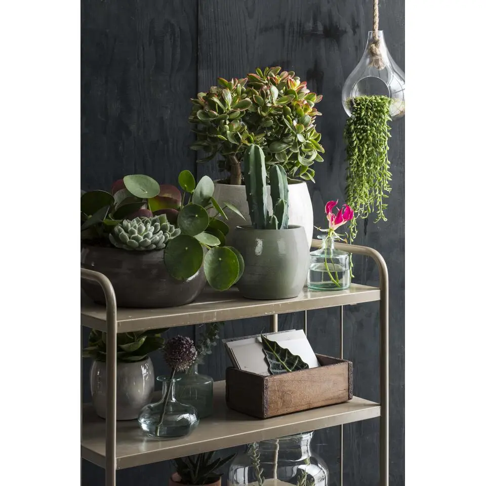 Mica Decorations Plantenpot - groen - keramiek - 33 x 31 cm