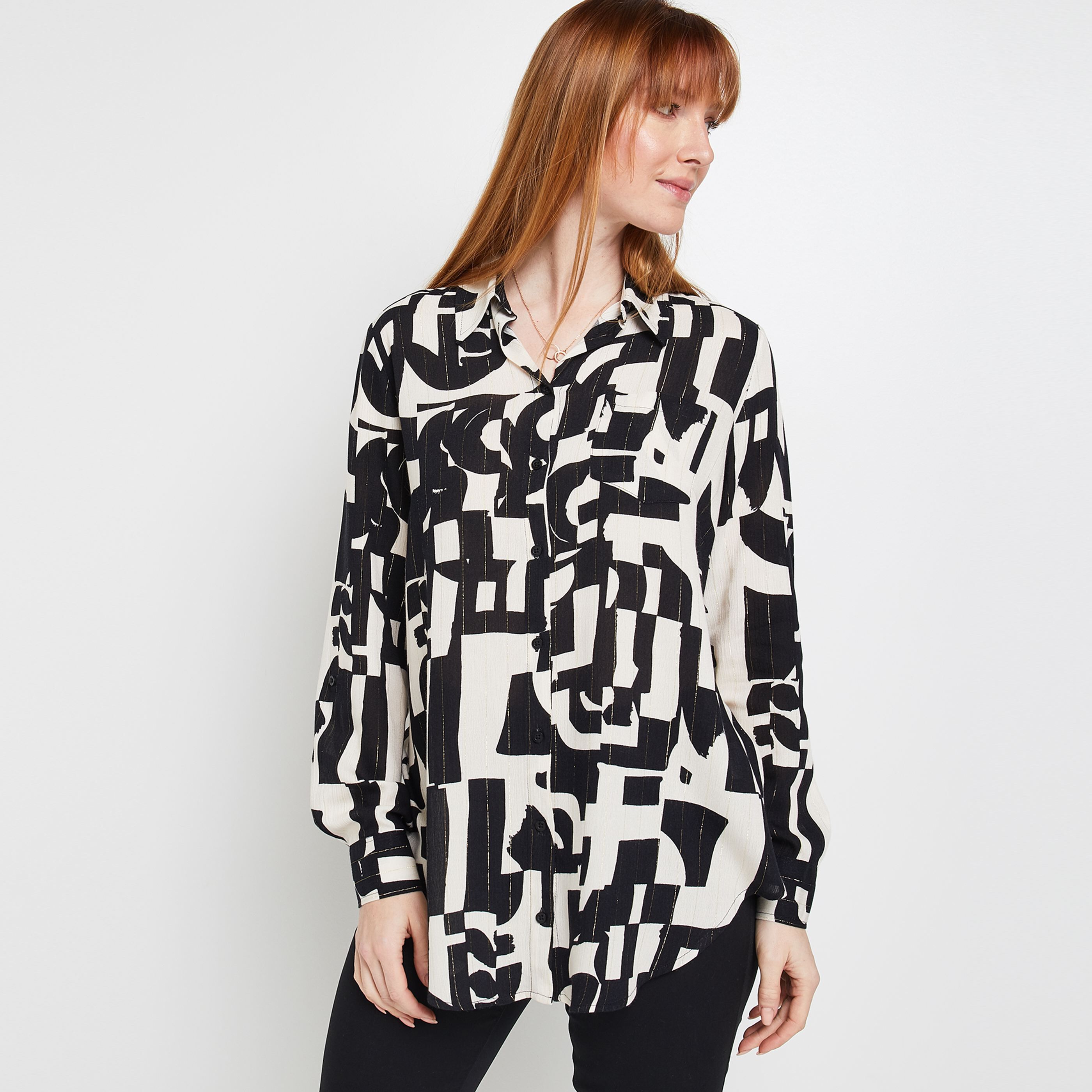Chemise imprimée femme - BEIGE