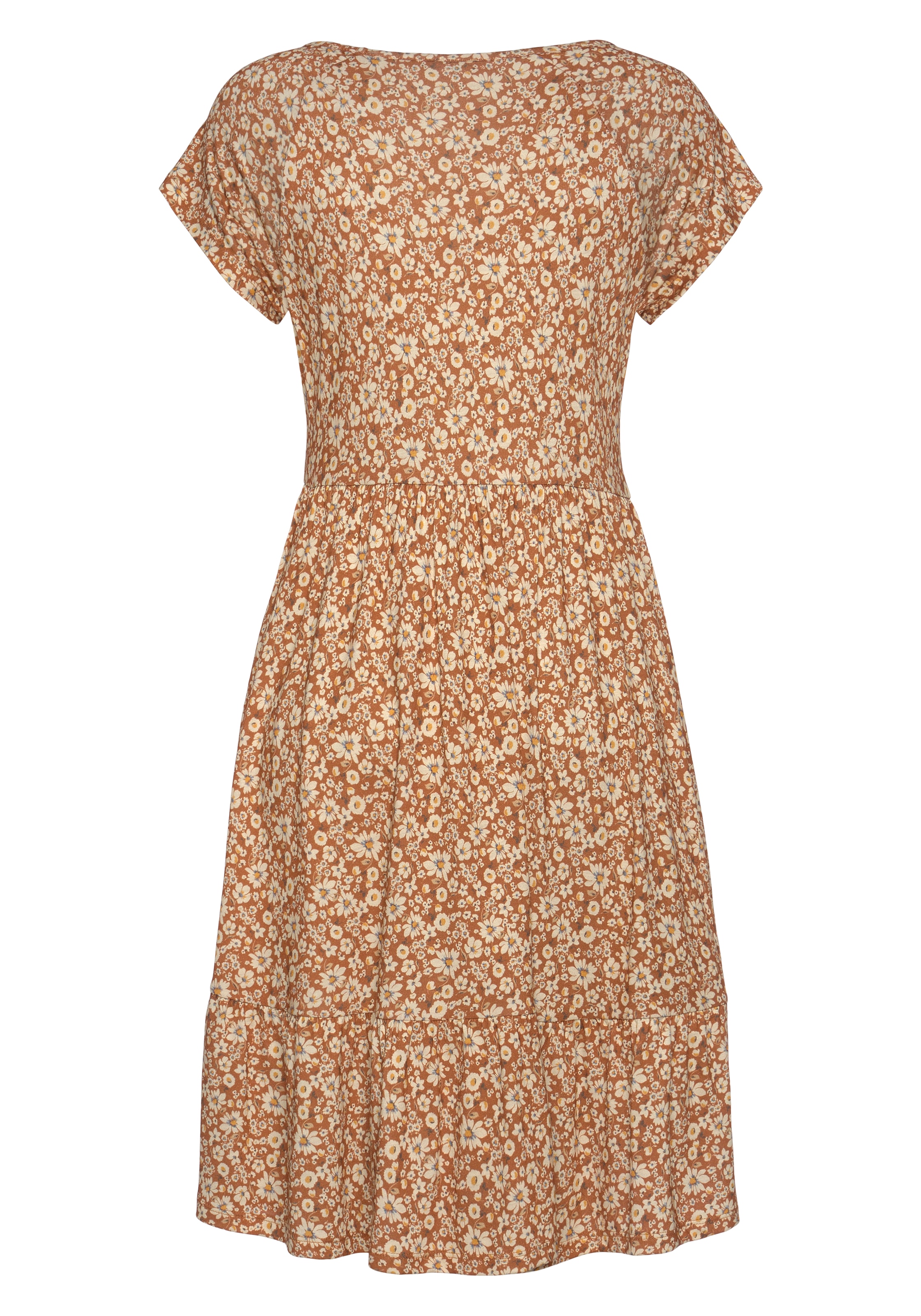 Buffalo Jerseykleid mit Blümchenprint und V-Ausschnitt, Sommerkleid, Strandkleid