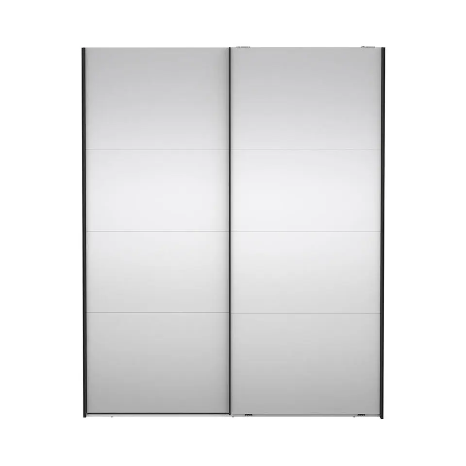 Hioshop Catania schuifdeurkast 2 deuren met spiegel 180x220cm mat zwart