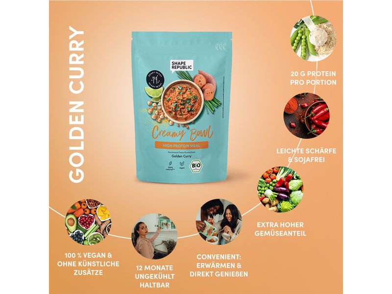 Shape Republic High Protein Meal Creamy Curry 6 x 400 g Veganer Mahlzeitenersatz