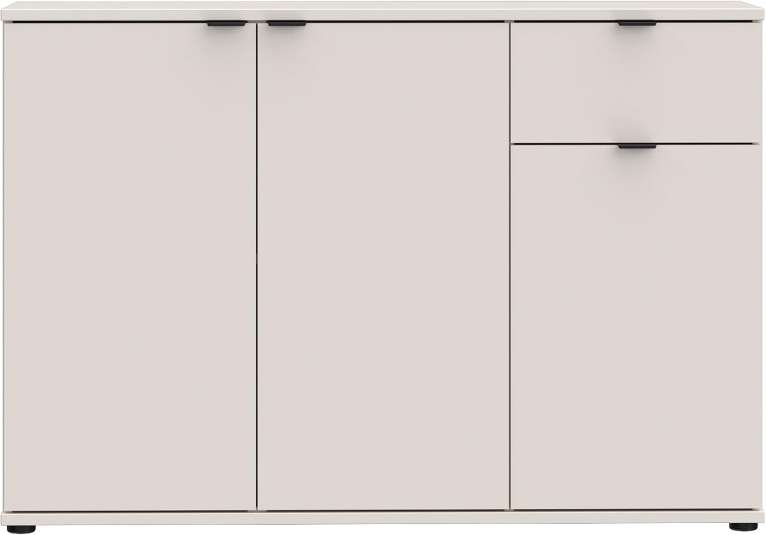 Forte Ganymede Sideboard 120, minimalistische Kommode, 3-türig, 1 Schublade, Holzwerkstoff, Wohn-/Schlafzimmer, Kaschmir Beige, 119,8 cm breit x 82,3 cm hoch x 34,1 cm tief