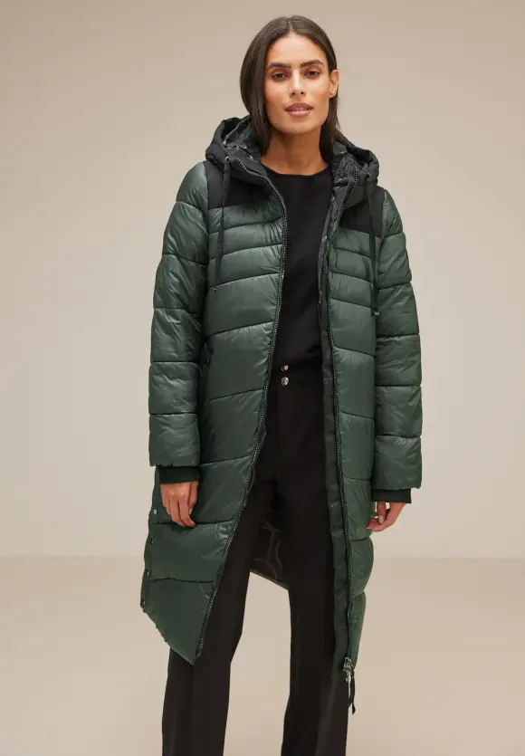 Materialmix Wintermantel - dark verdant green