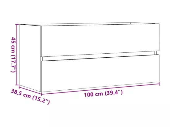 Armoire d'évier Gris béton 100x38,5x45 cm Aggloméré