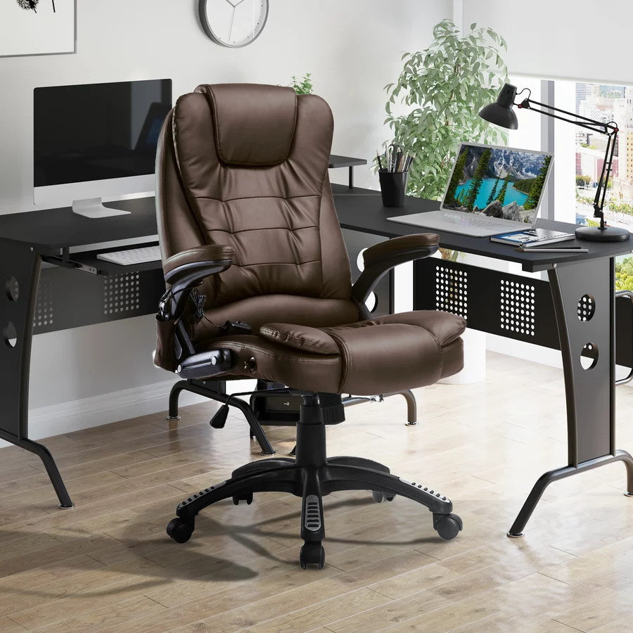 HOMCOM Bürosessel  Chefsessel mit Massagefunktion braun