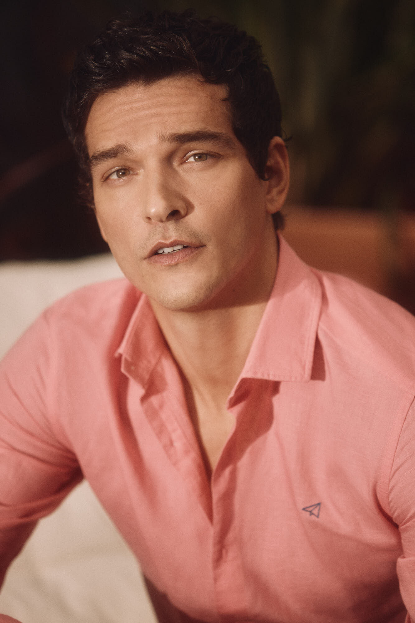 Camisa de linho larga estilo mangá - Coral