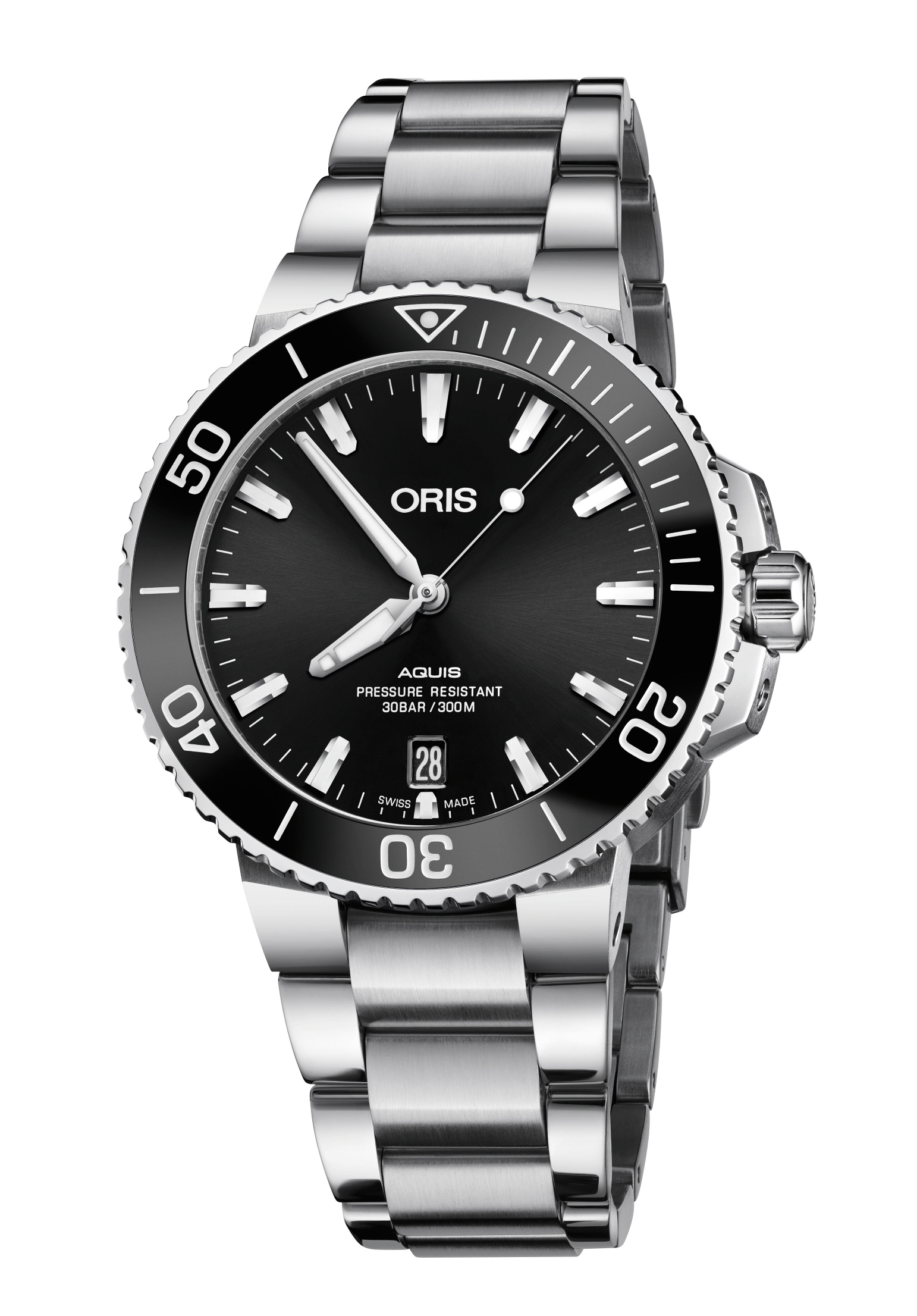 Oris Herrenuhr Aquis Date Automatik-Taucheruhr Schwarz