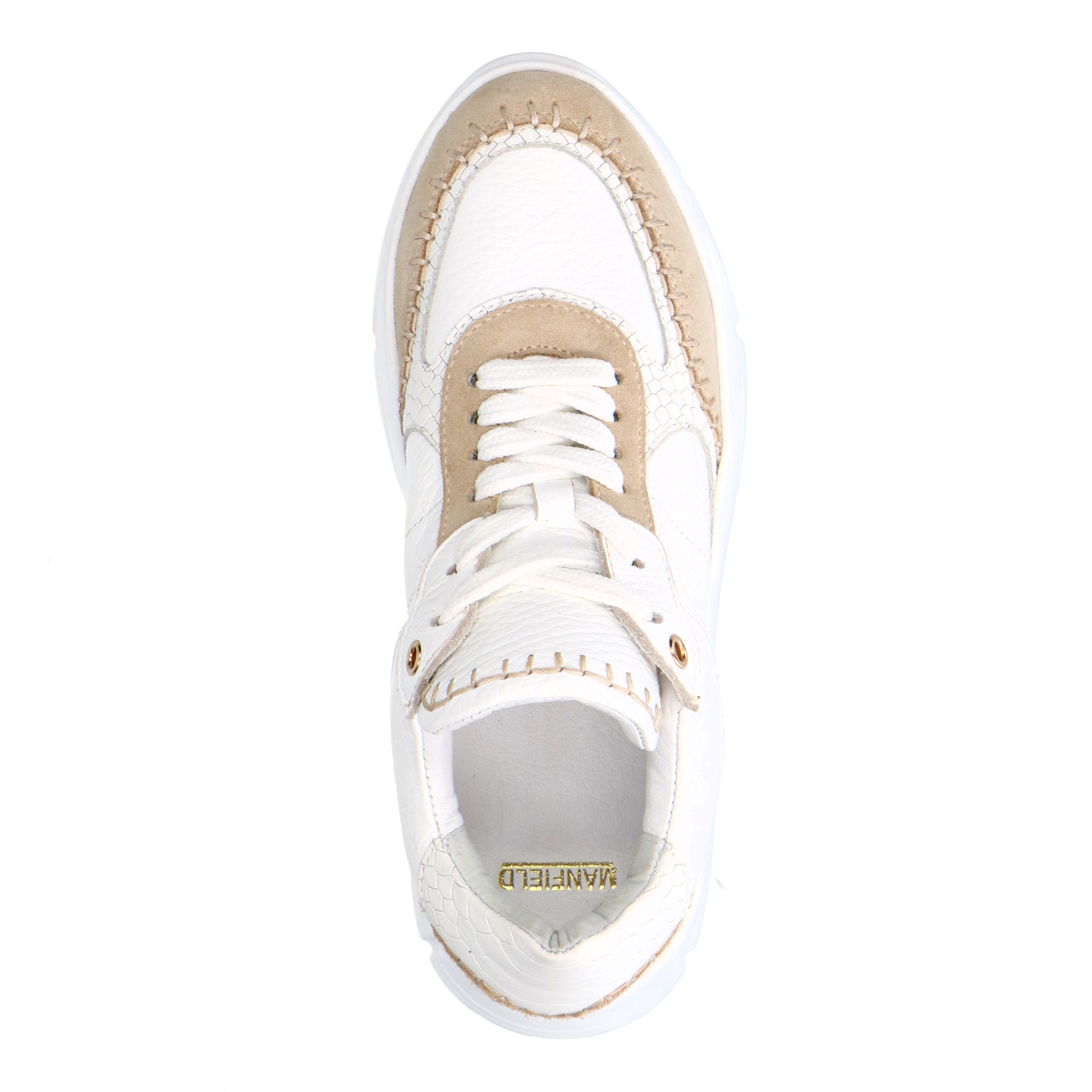 Witte leren sneakers met suède details