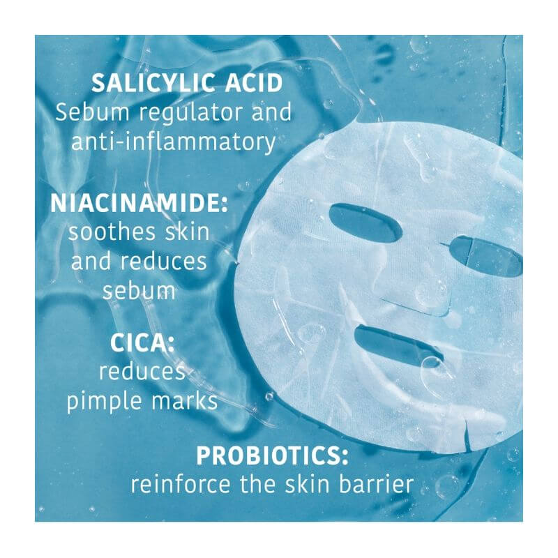 Masque visage tissu Anti-imperfections, anti-acné à l'acide Salicylic Iroha
