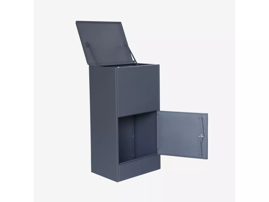 Boite à colis 56 cm en acier galvanisé avec cadenas. anthracite. capacité de 2 colis. L 56 x P 43 x H 107 cm