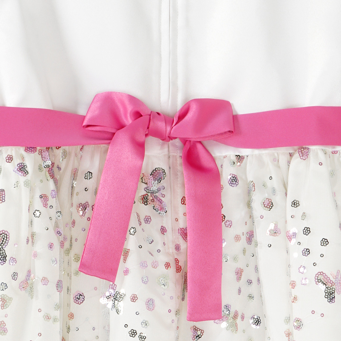 Yigga Festliches Mädchen Kleid mit Zierschleife cremeweiss