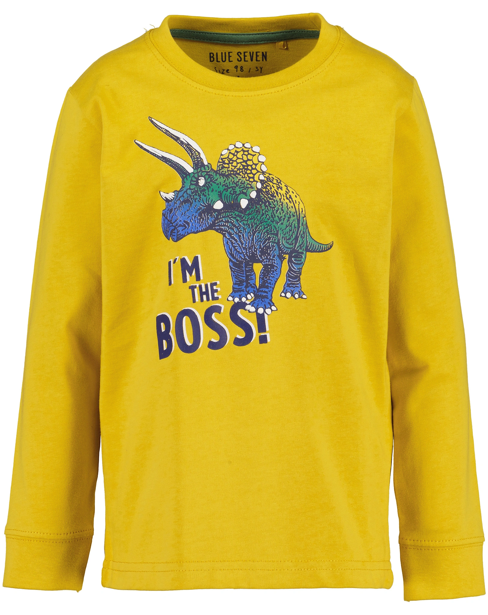 Langarmshirt I'M THE BOSS in dottergelb