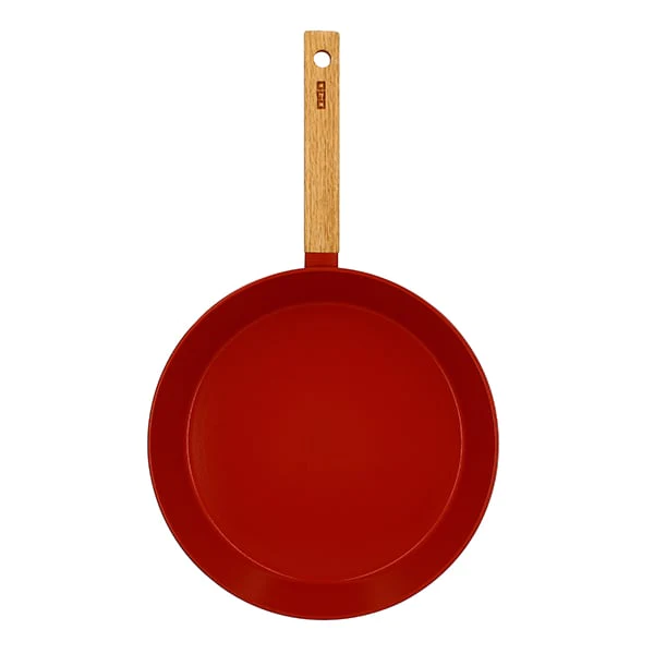Poêle Ector induction aluminium revêtu manche en bois 28 cm rouge Ogo