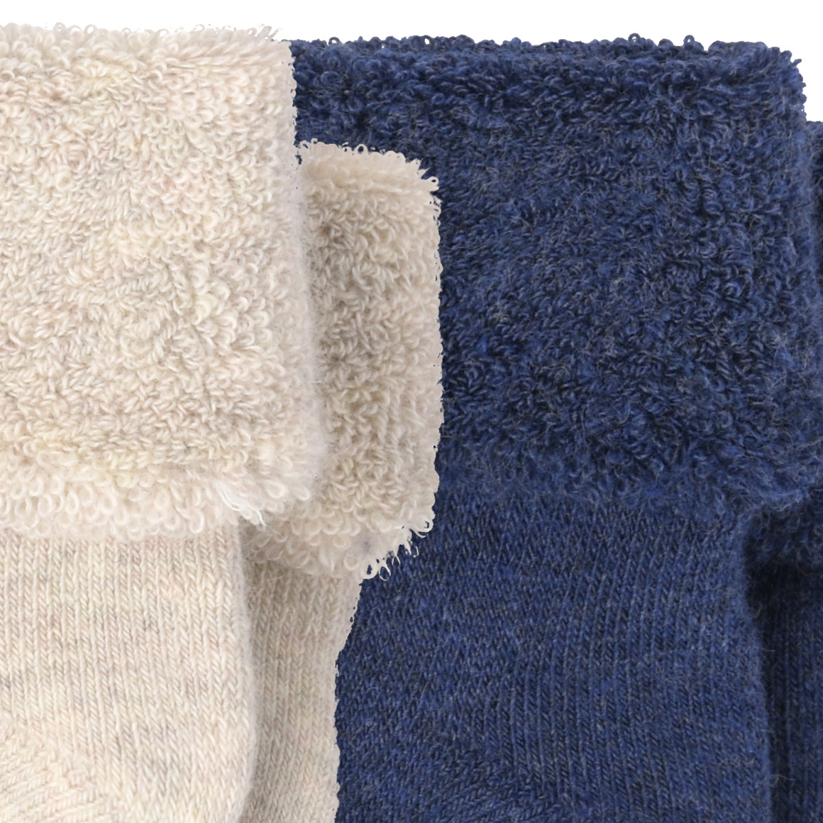 Topomini 2 Paar Erstlingssocken mit Frottee dunkelblau / beige