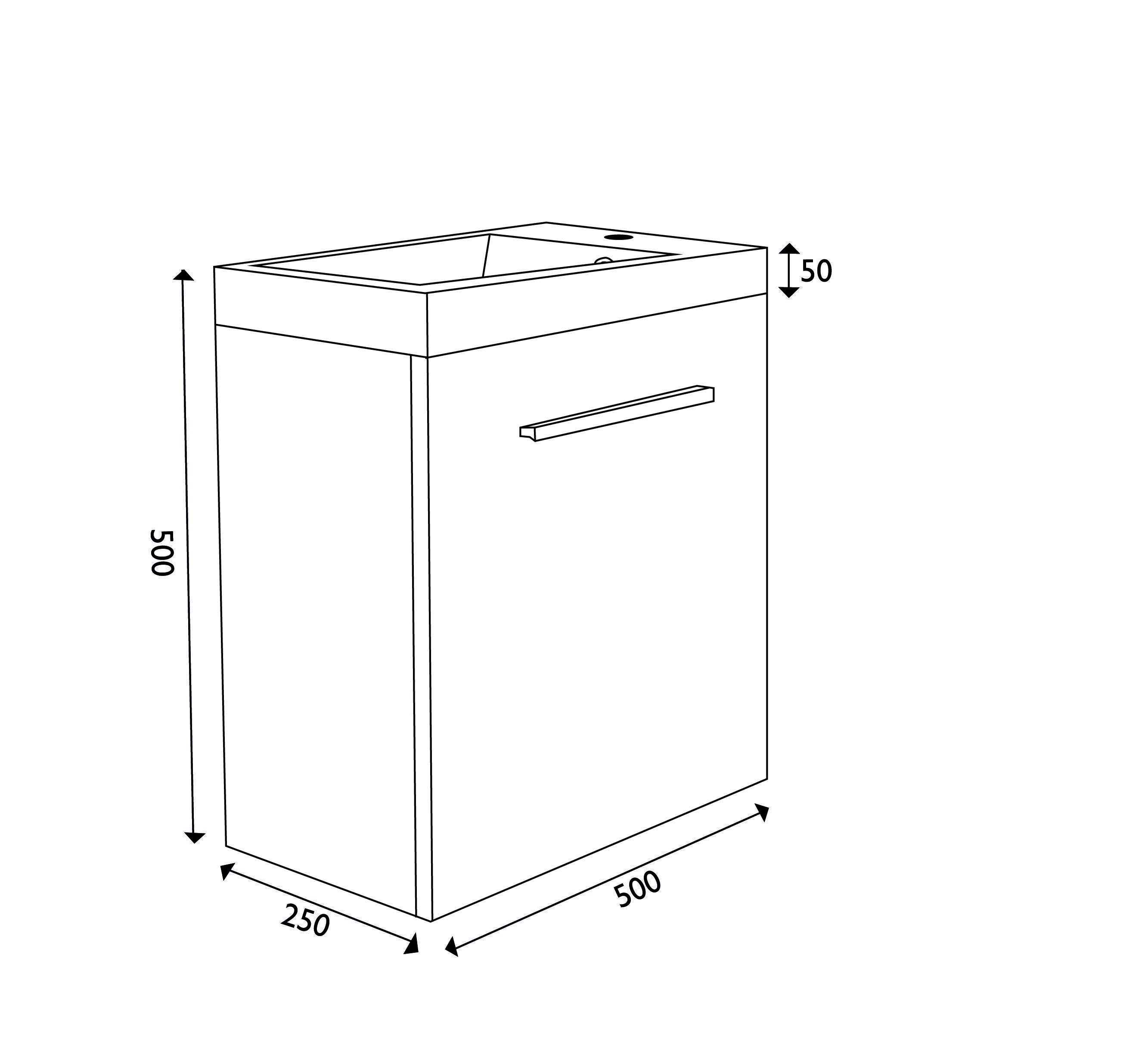 Mueller Eline toiletmeubel hoogglans wit 50x25x50cm