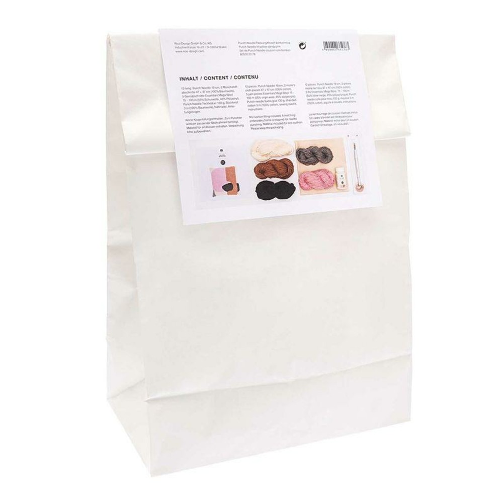 Kit punch needle - coussin rose