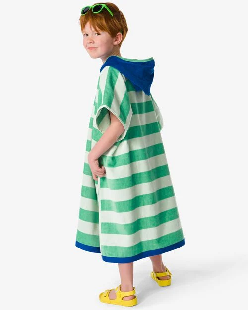 poncho de plage enfant 68x78 rayures