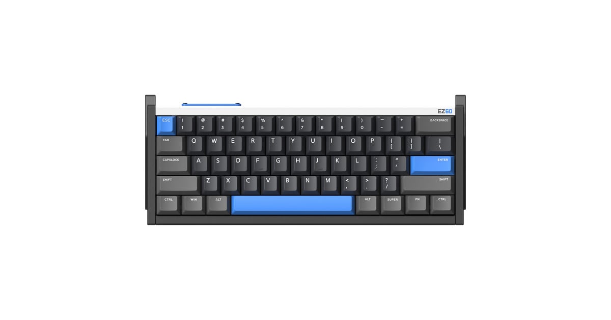 IqunixEZ60 Magnetic Switch Gaming HE Keyboard, gaming toetsenbord  (Zwart/blauw, US lay-out, US-International, Gateron Star Trail, 60%, RGB, Double Shot PBT Keycaps)